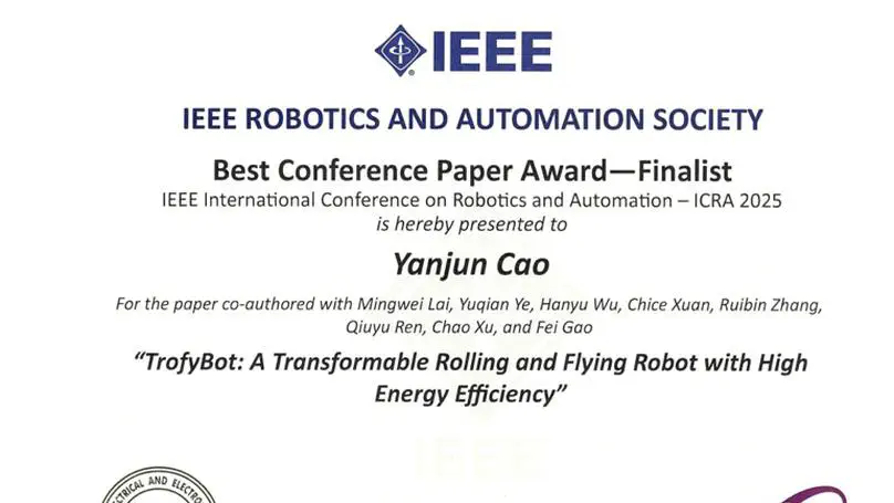 Mingwei Lai and Yuqian Ye Win the Best Paper Award Finalist at ICRA 2025